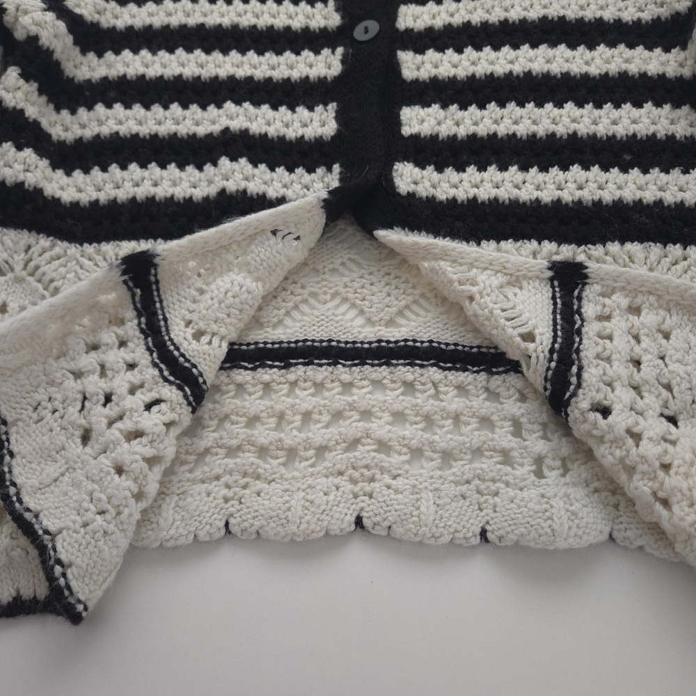 Zara Girls Knitwear Striped Crochet Sweater size 11-12 - Picture 6 of 15